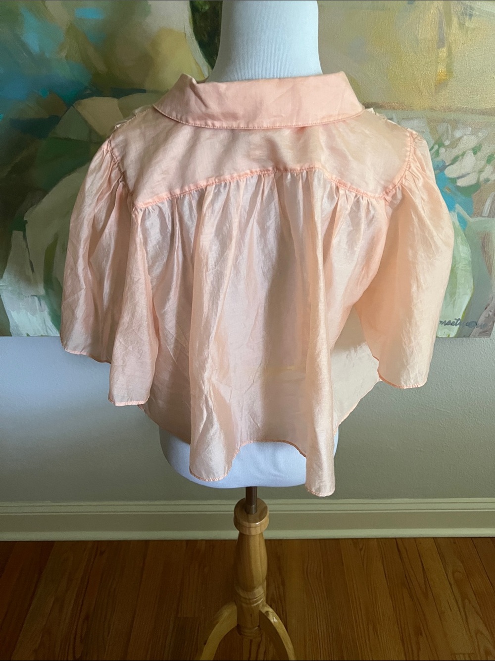 HOUSE OF HARLOW 1960 - Button Down Cropped Blouse peach - small - Picture 3 of 16